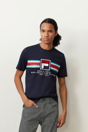 FILA Mercedes Tee Shirts Navy,Mens Clothing | CA.VWRQCB659